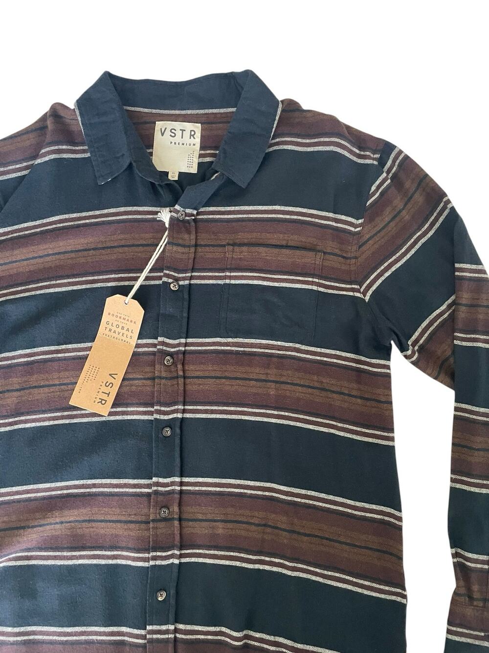 VSTR Premium Men's Striped Flannel Shirt - New with Tags - Size XL